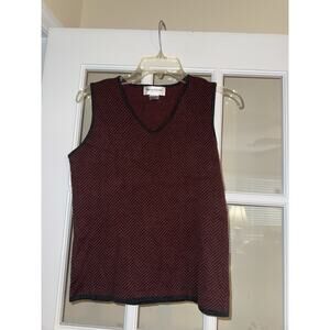 VTG Rena Rowan Sweater Vest Argyle Red Navy Wool Petites Dark Academia Petite PM